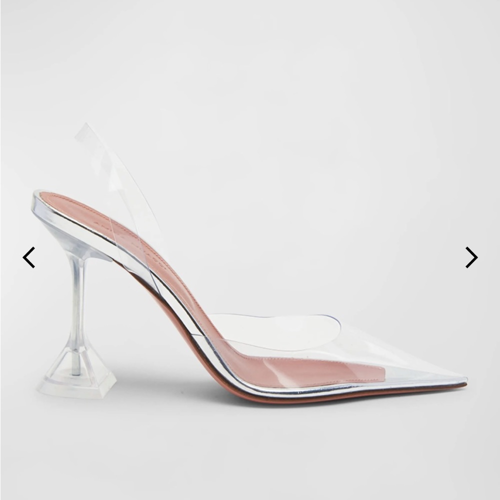 Amina Muaddi clear holli glass swing size 7.5